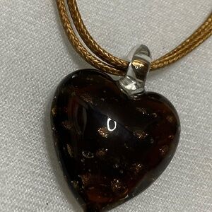 I🇮🇹 Yellow Gold MURANO GLASS HEART 
Elegant Heart Pendant Necklace🇮🇹